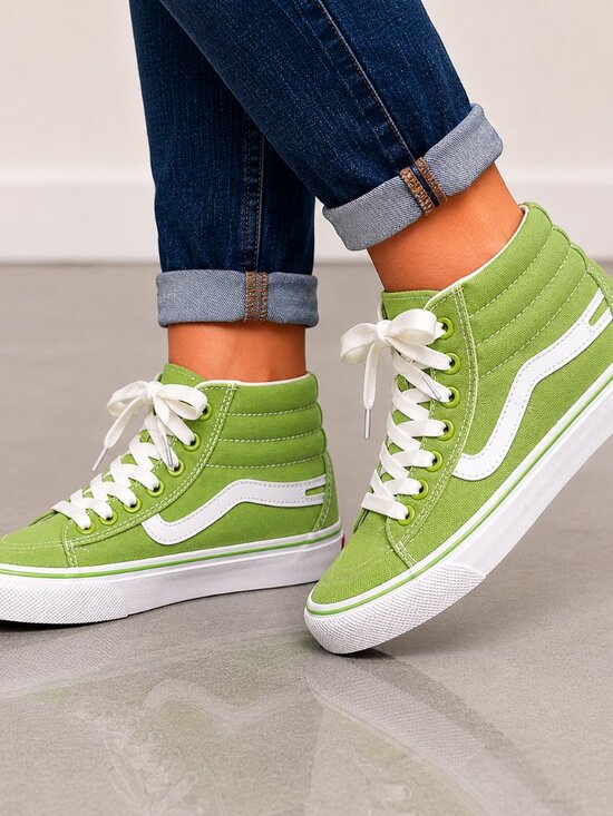 yibu Shoes - NEW YIBU Green White Canvas High Top Skate Sneakers EU 35 Streetwear